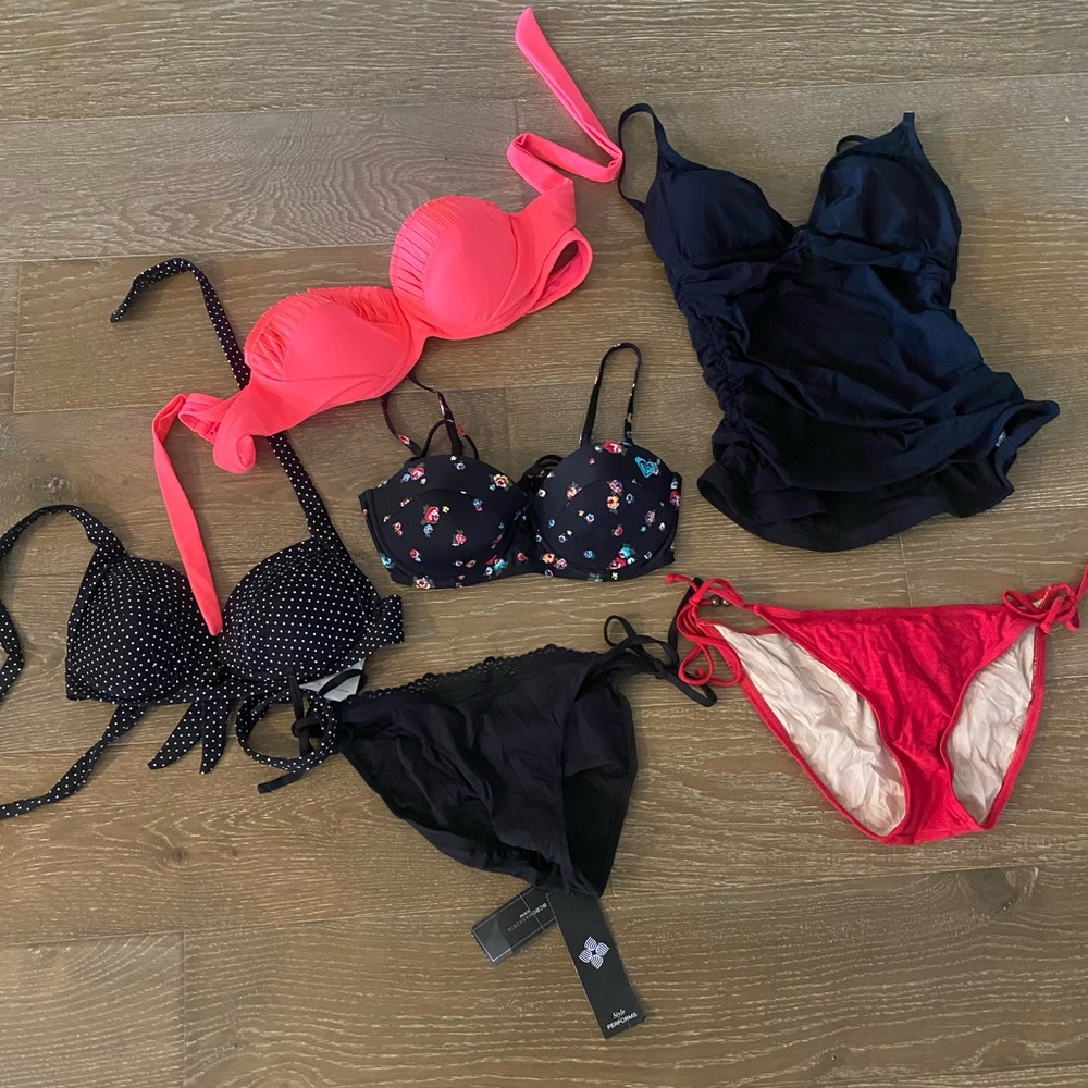 NWT Swim Bikini Lot BCBGMAXAZRIA Seafolly Roxy Profile Rampage Black Pink M L